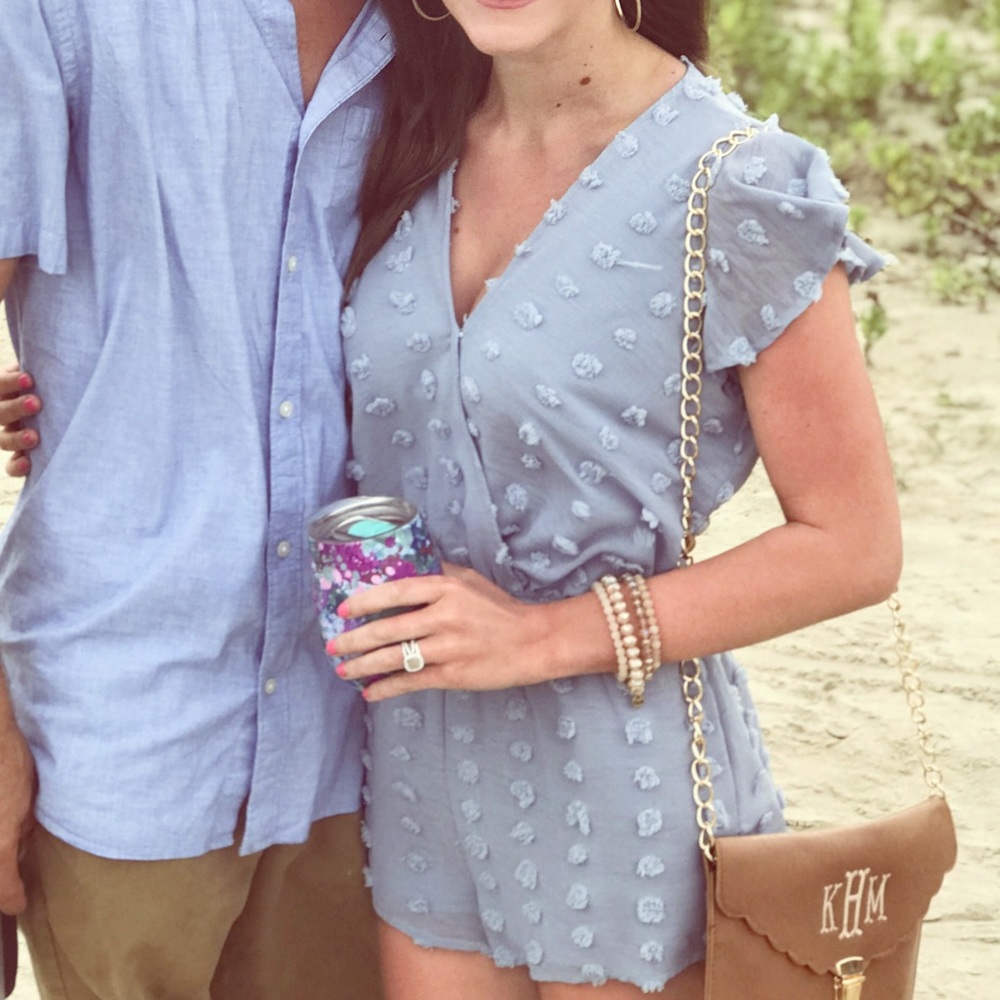 Blue Swiss Dot Romper